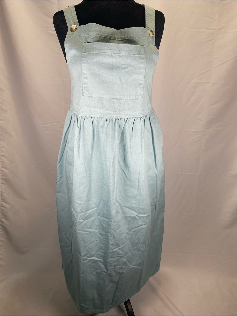 Sunbelt Light Blue Cotton Pinafore Midi Dress
